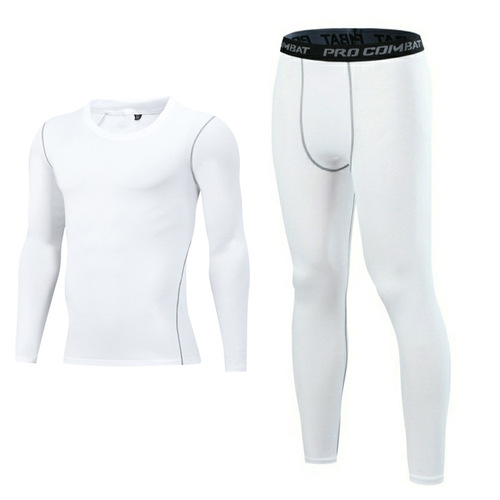 PRO fitness clothing suit men's short-sleeved quick-drying base layer elastic tights training outdoor T-shirt running sportswear