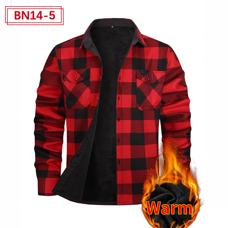 Comercio exterior transfronterizo europeo y americano más terciopelo casual engrosado camisa térmica hombres Otoño e Invierno manga larga más tamaño Otoño e Invierno camisa