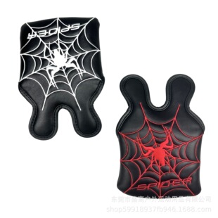 Golf Double Ear Buckle Spider Pattern Square Cap Cover Waterproof Pu Leather Putter Cover Protective Cover Club Head Cover Magnetic Suction