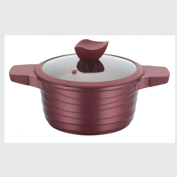 Accesorios de aluminio de cocina de alta calidad de granito antiadherente vidrio olla 18pcs set de cocina