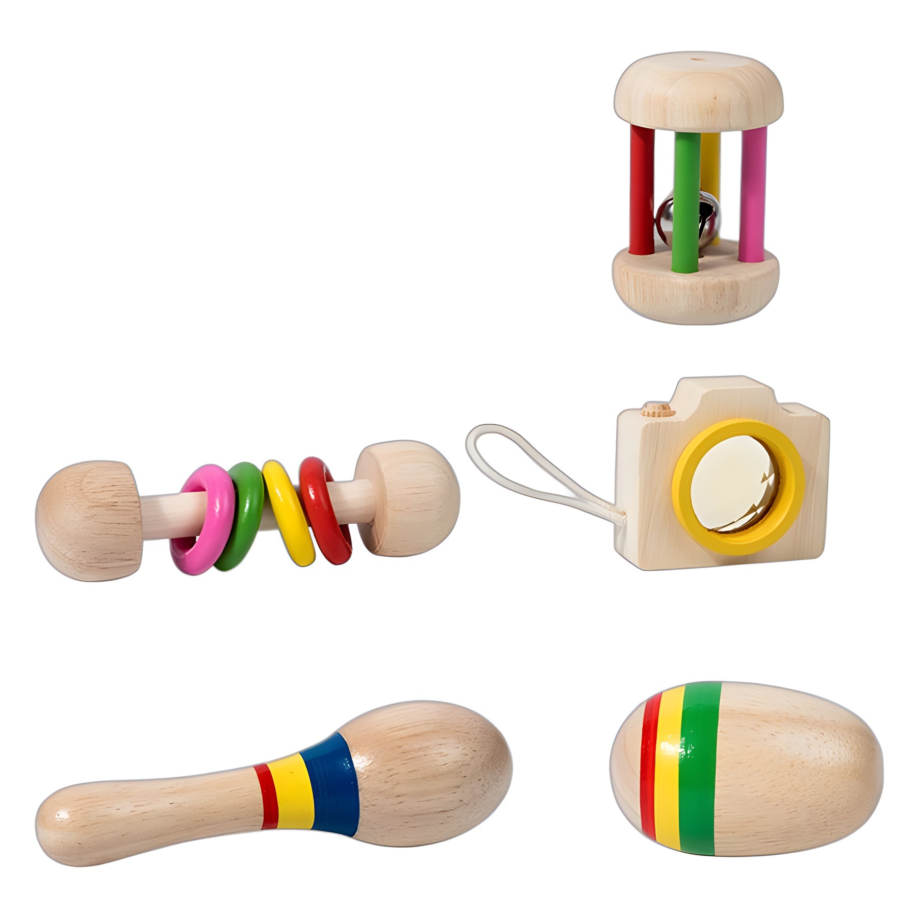 Orff Campana de jaula Campana de agarre de mano de bebé Sonajero Instrumento musical Educación temprana para bebés y niños pequeños Campana de cama de confort Juguetes de madera al por mayor