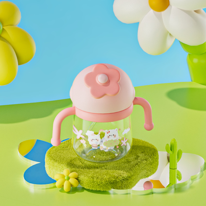 Toukie taza para beber para bebés tritan taza para niños a prueba de fugas y caídas para bebés taza de paja de jardín de infantes en stock