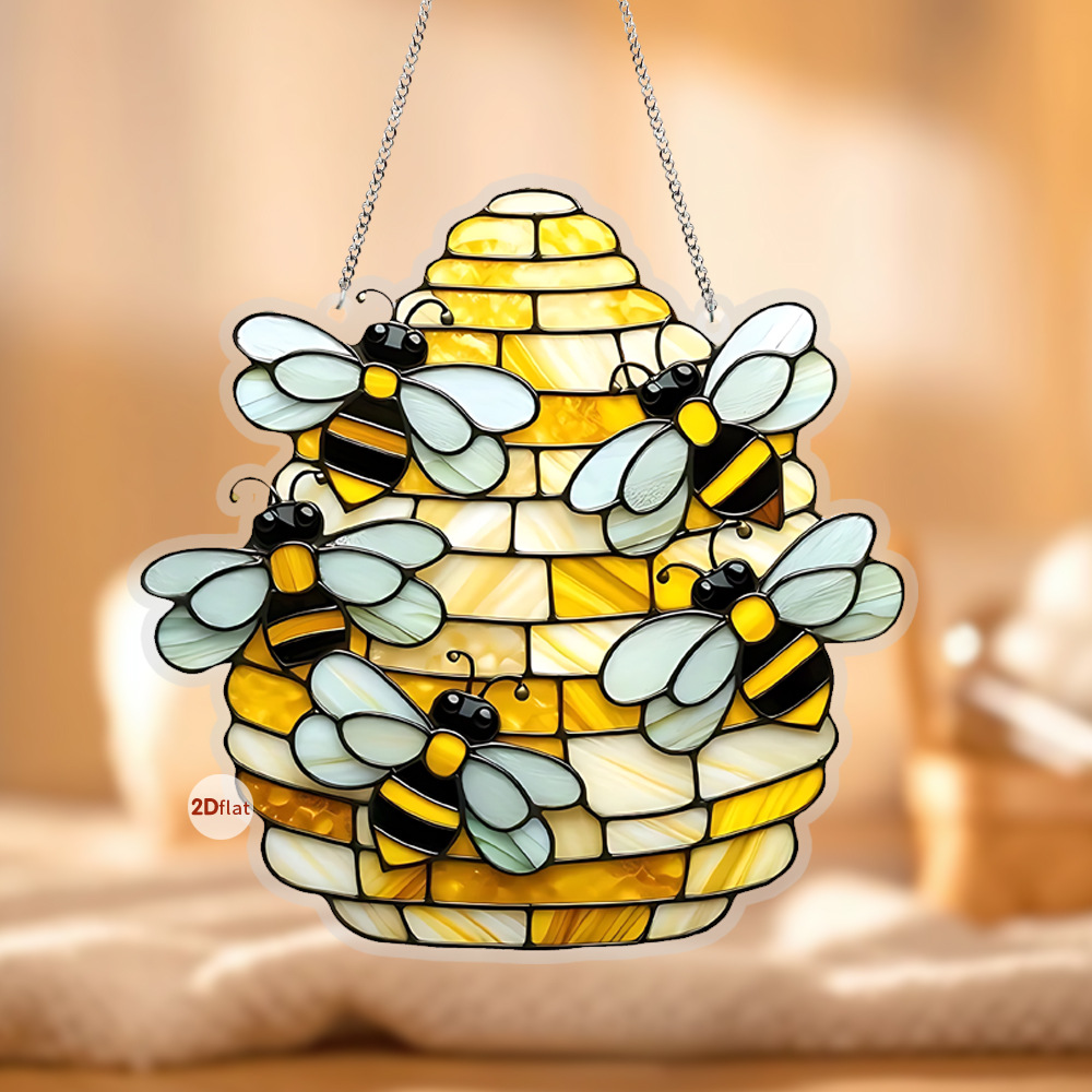 Año Nuevo tres aves y abejas serie de animales acrílicos planos 2D decoración de la ventana de la fiesta listada