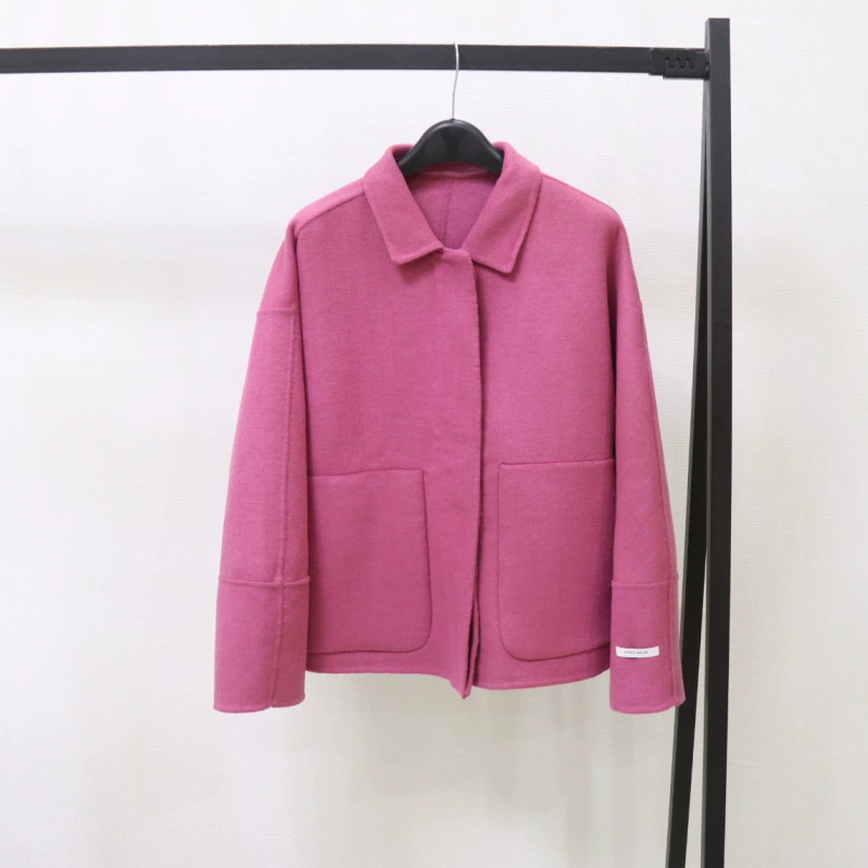 Двусторонняя шерстяное пальто женская короткая корейская мода минус однобортный шерстяной твидовой куртка