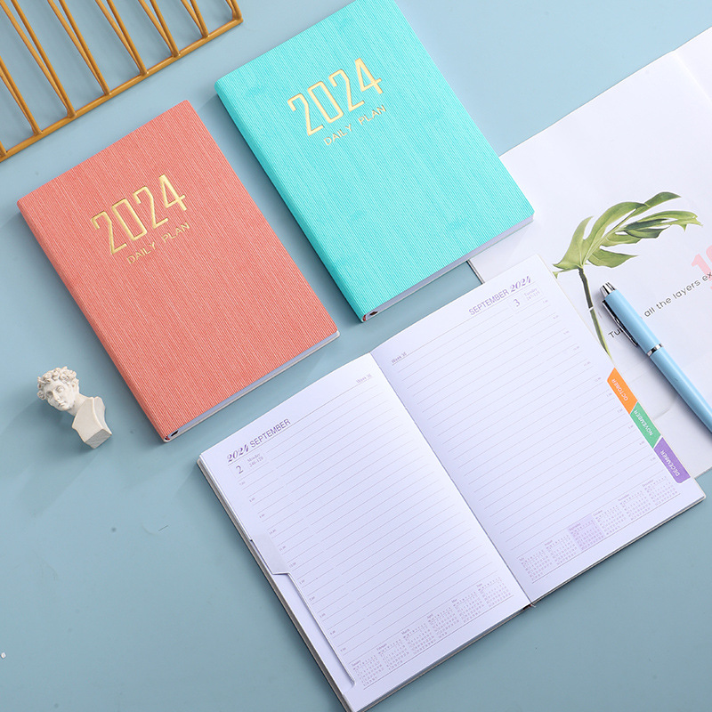 Transfronterizo 2024 inglés a5 calendario 2025 imitación cuero mes índice plan cuaderno calendario de comercio exterior