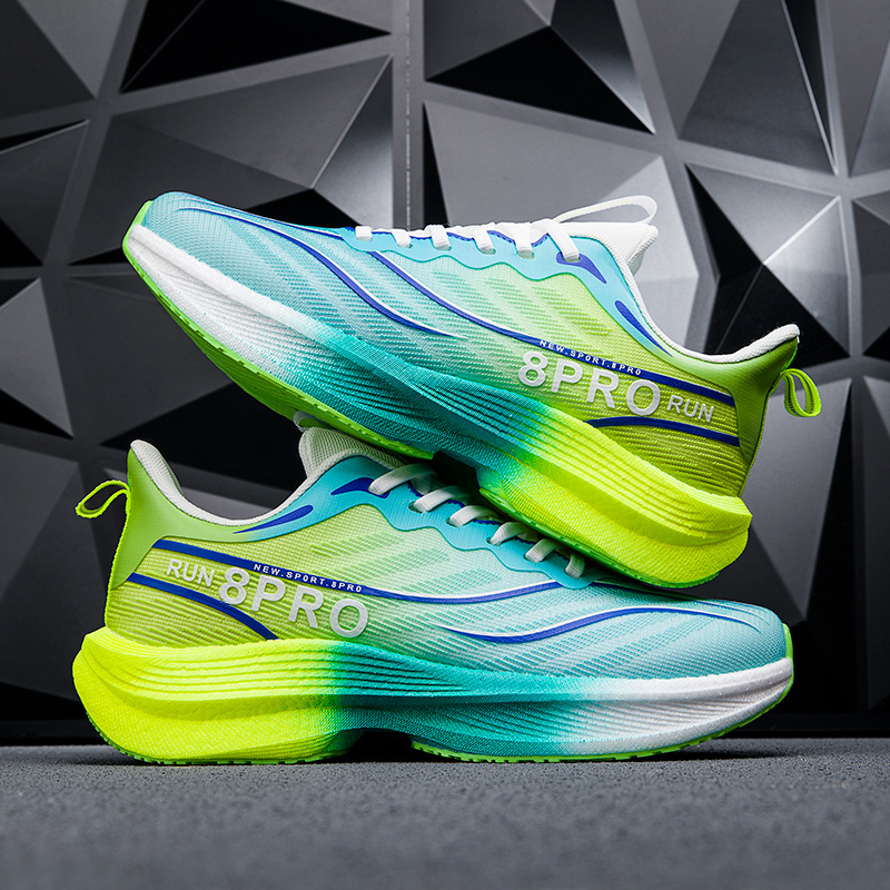 National Trendy Youth Superlight Flying Malla tejida transpirable Zapatos para correr Hombres y mujeres con amortiguación Palomitas de maíz Zapatos deportivos de suela blanda