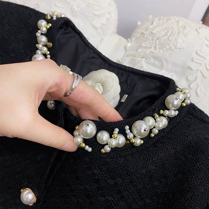 Демисезонная кожаная куртка из жемчуга, комплект, стиль Chanel
