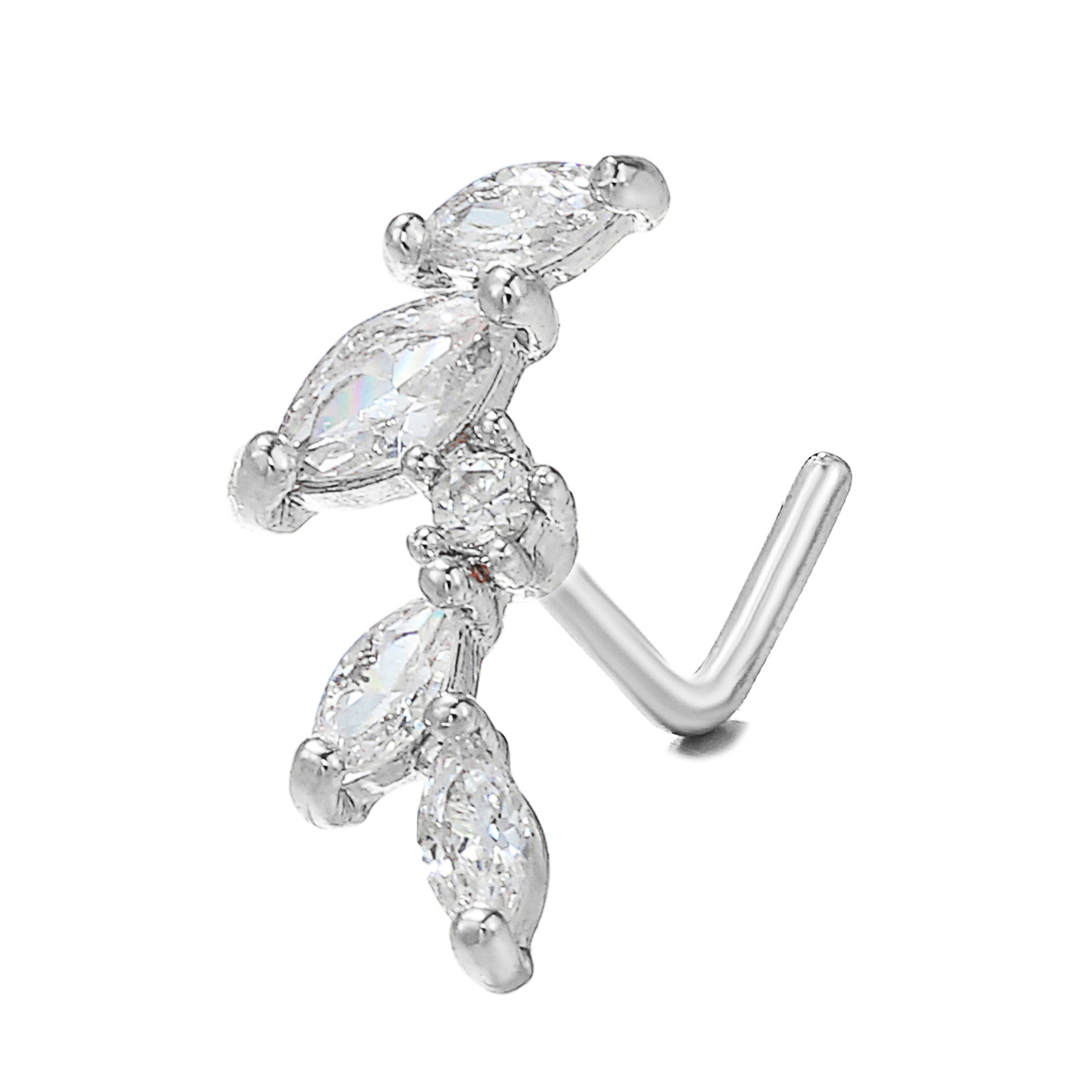 Fashion Heart Shape Copper Plating Zircon Nose studs 1 Piece