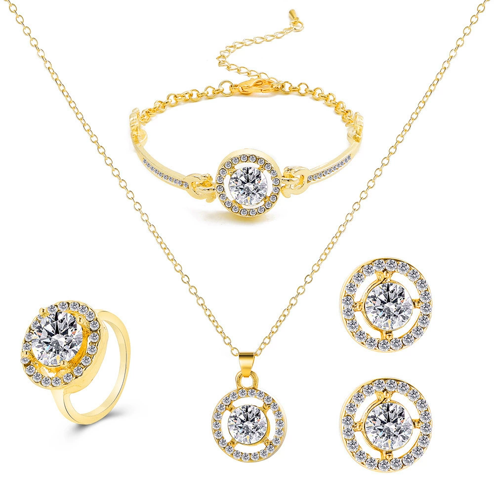 Jewelry, creative set, bracelet, necklace, chain, ring, 4 piece set, wholesale