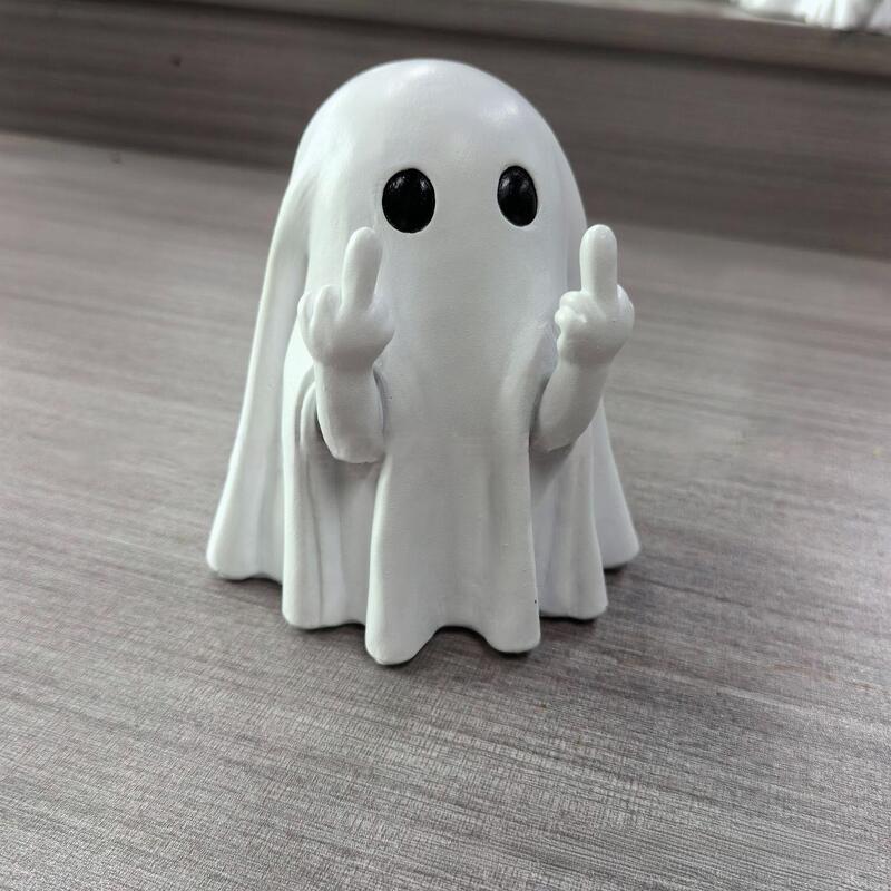 跨境爆款Middle finger Cute Ghost万圣节装饰中指幽灵树脂桌面|undefined