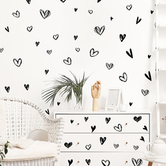 DZ583黑色愛心臥室客廳玄關家居裝飾牆貼貼紙自粘批發跨境