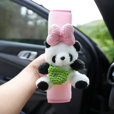 Giant Panda Car Safety Shoulder Cover Women's French High-end Simple Knot Car Accessories Safety Belt Anti-Le Cartoon Women