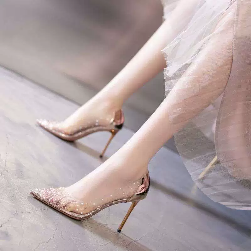 Французские босоножки 2025, новые туфли на стальном каблуке-шпильке, ультратонкие стразы, прозрачные высокие каблуки, летний стиль феи для женщин