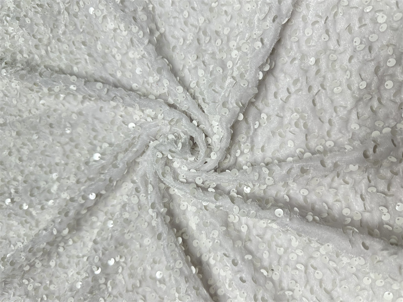 Otoño y invierno tela de terciopelo elástica 5mm oro espuma de cuentas de espuma de Navidad vestido de moda tela de sequilla image 23