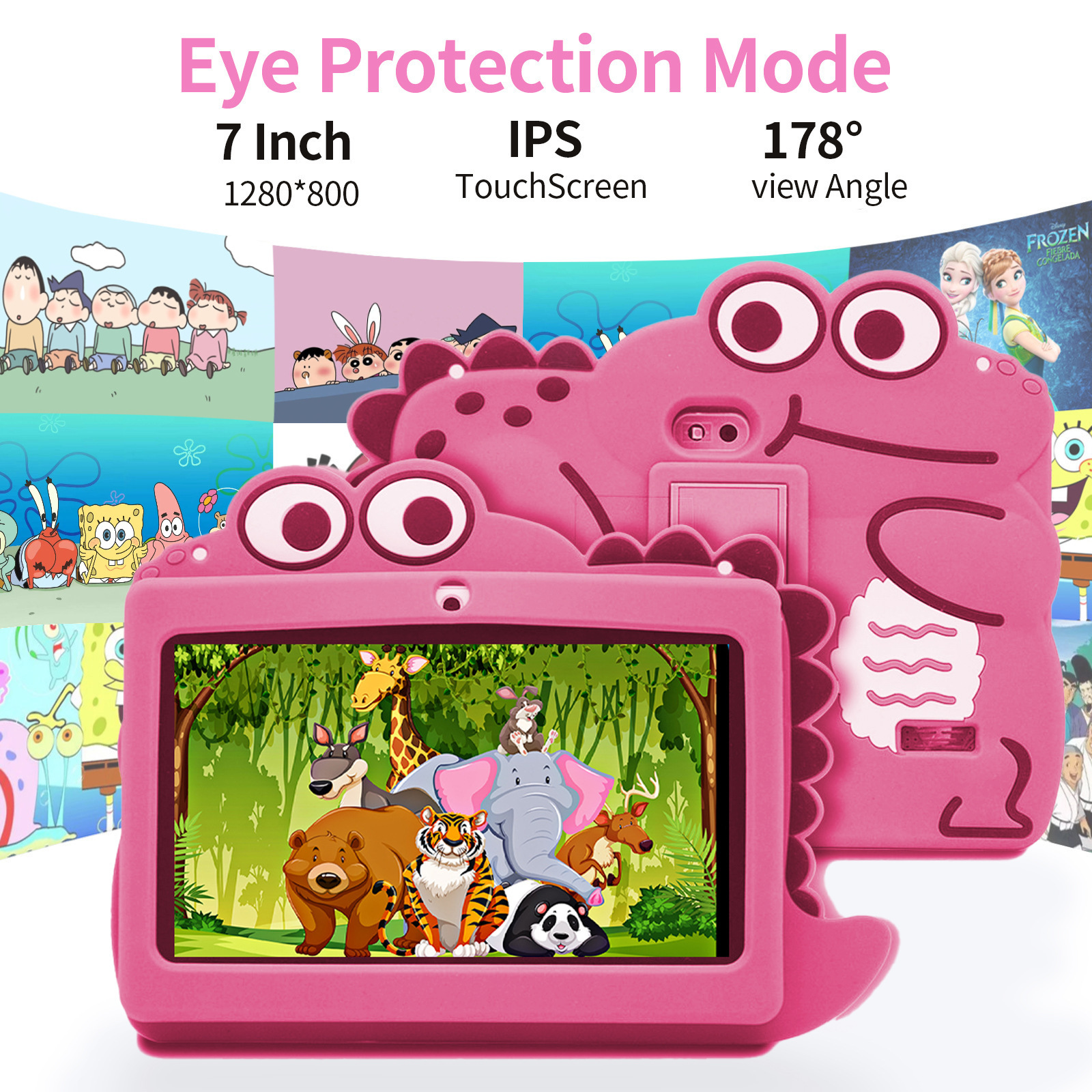 Cross-Border Foreign Orders 2025 Hot New Style 7inch Crocodile Children's Smart Android Vision Protection Learning Tablet