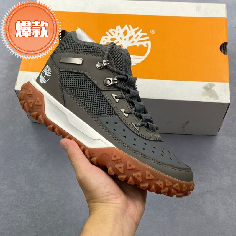 Foreign Trade Pure Original Shoes Men's Timberland Mid-Top Hiking Shoes Outdoor Thick-Soled Heightening Non-Slip Wear-Resistant Sports Shoes Splash-Proof