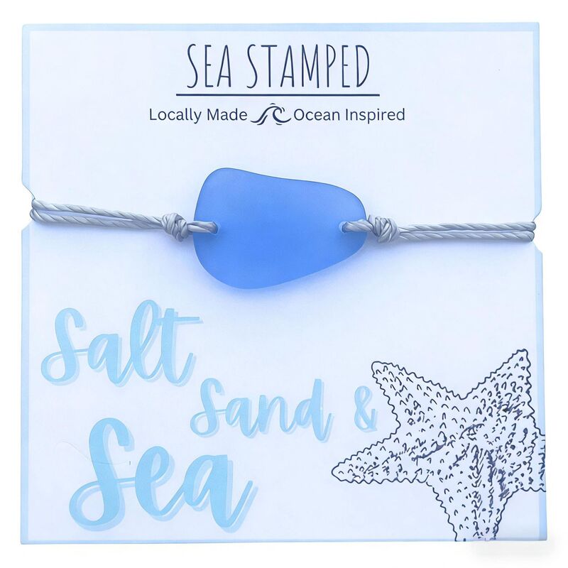 Handmade Braided Bracelet Boho Women Gift Adjustable Braided Bracelet Blue Sea Glass Bracelet