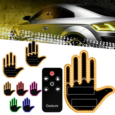 Cross-Border Car Gesture Light Multi-Function Warning Reminder Anti-Rear Collision Light Remote Control Led Interactive Palm Light Finger Light (Other lights)