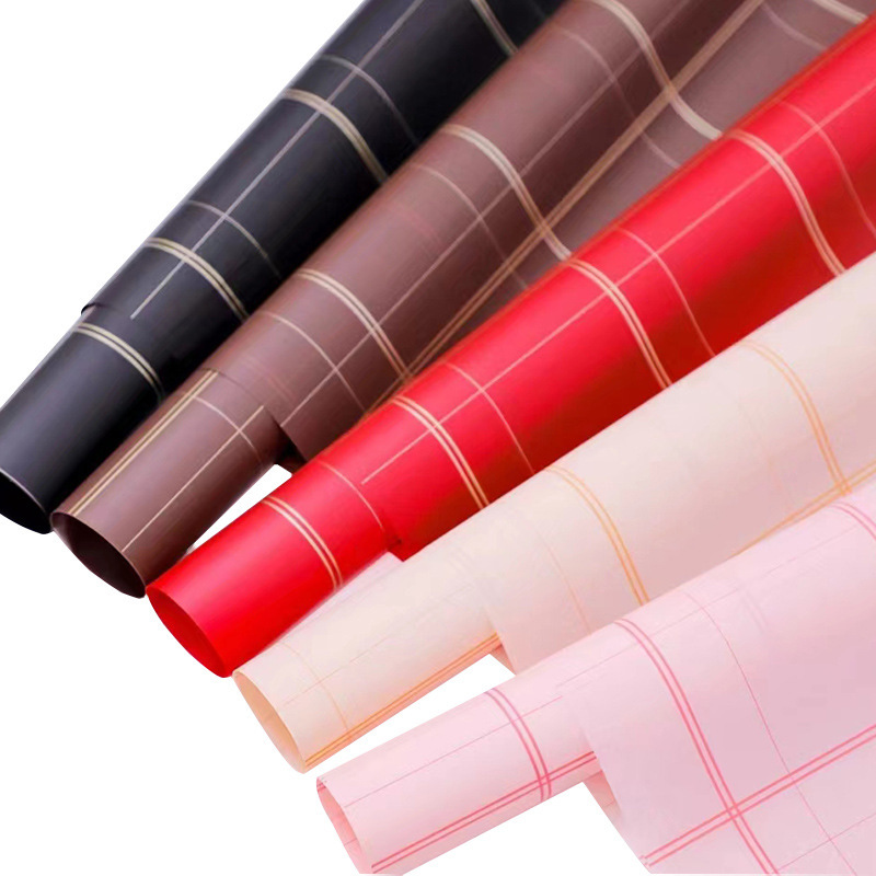 厂家批发大格子鲜花包装纸加厚防水玫瑰花材料花店礼品包花纸材料