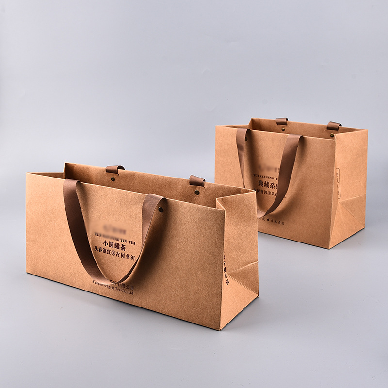 牛皮纸袋小圆罐茶礼物手提袋茶叶食品奶茶外卖打包装服装礼品袋