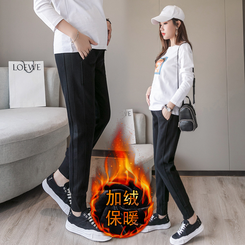 2021 moda 90 algodón casual Pantalones deportivos de primavera, Otoño e Invierno ropa forrada de lana engrosada pantalones de maternidad