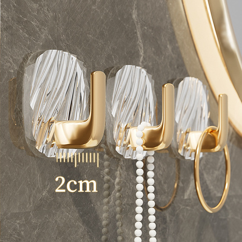 Luxury Acrylic Hook Bathroom No Trace Adhesive Hook No Hole Strong Adhesive Door Back Wall Hanging Clothes Bathroom 