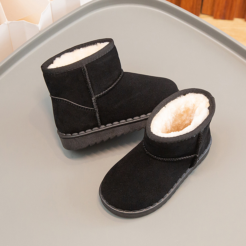 Bottes de neige pour enfants, garçons et filles, nouvel ensemble de bottes courtes, chaussures en daim et coton, isolation en peluche, hiver 2023_voghion.com