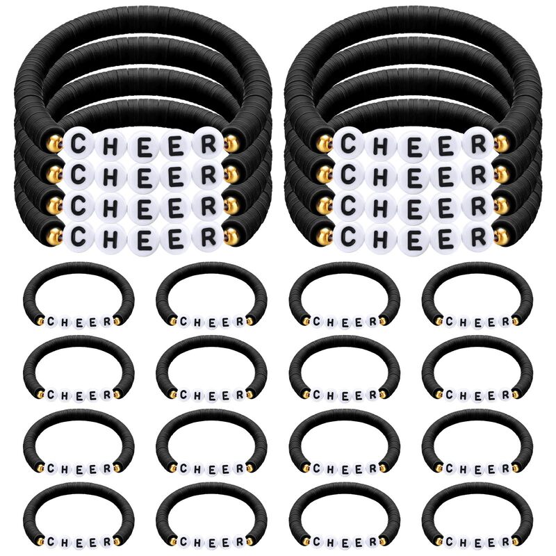 24 Pieces Cheerleading Gifts Stackable Clay Beads Cheer Bracelet Y2K Heishi Surfer Girl Friend