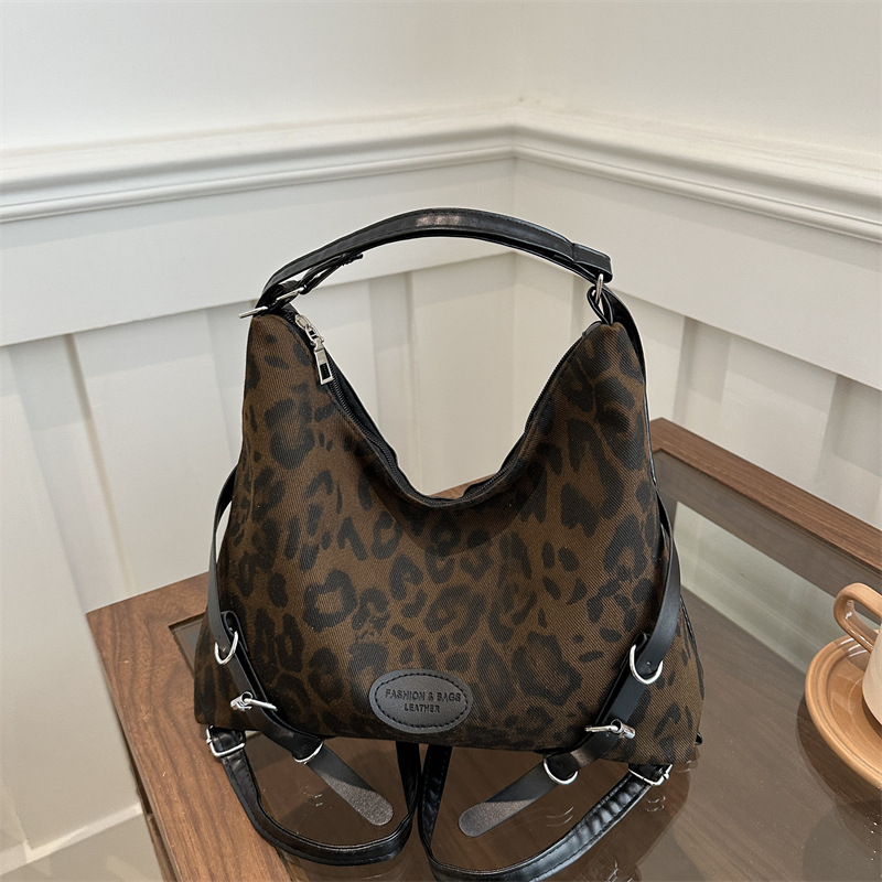 American Leopard Style Fashion Multiplayer Mochila Mujeres 2024 Nuevo estilo universitario de gran capacidad Mochila de hombro