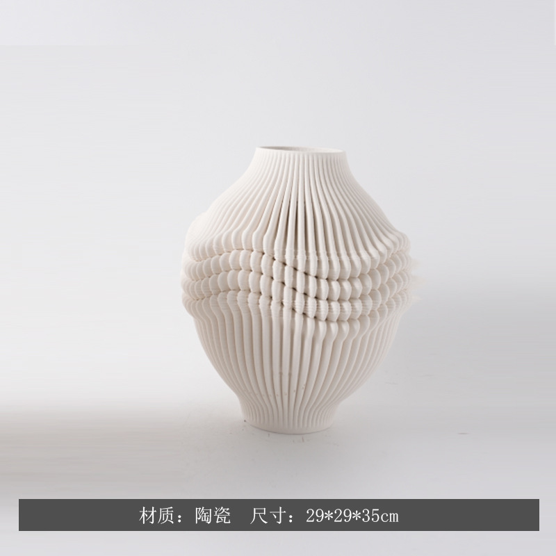Moderno minimalista creativo 3D impresión de vasijas de cerámica modelo de casa decoración de encimera decorativa secadora de flores de forma especial