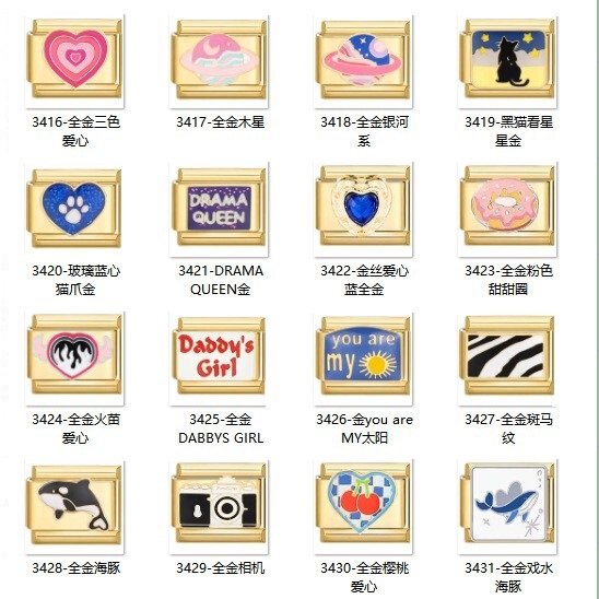 Cross-border Special for DIY Gold Module Bracelet Stainless Steel Dolphin Love Pattern Camera Strawberry Gem Bead Chain