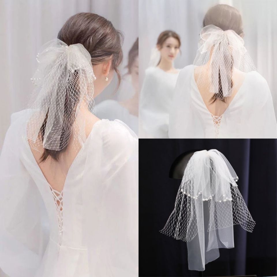 Forest Style Simple Korean Short Veil Bride Wedding Headdress Wedding Dress Accessories Fairy Popular Photography and Makeup