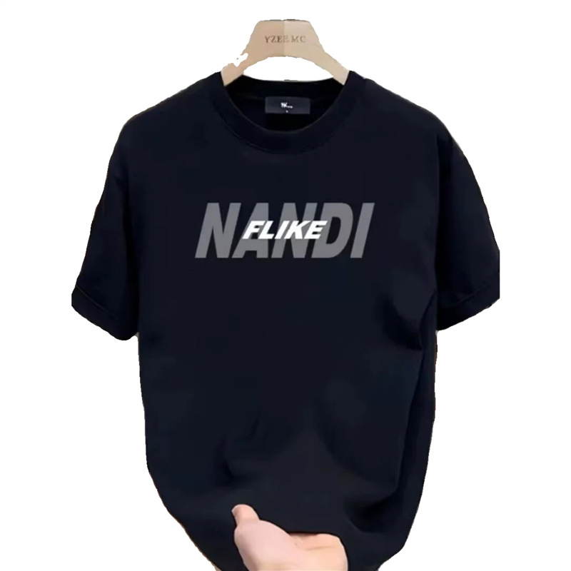 Grynos medvilnės trumpomis rankovėmis marškinėliai vyrams ir moterims, vasariniai, madingi, laisvi, apvaliu kaklu ir raštu išspausdinti „Instagram“ tinklelio raštu._voghion.com