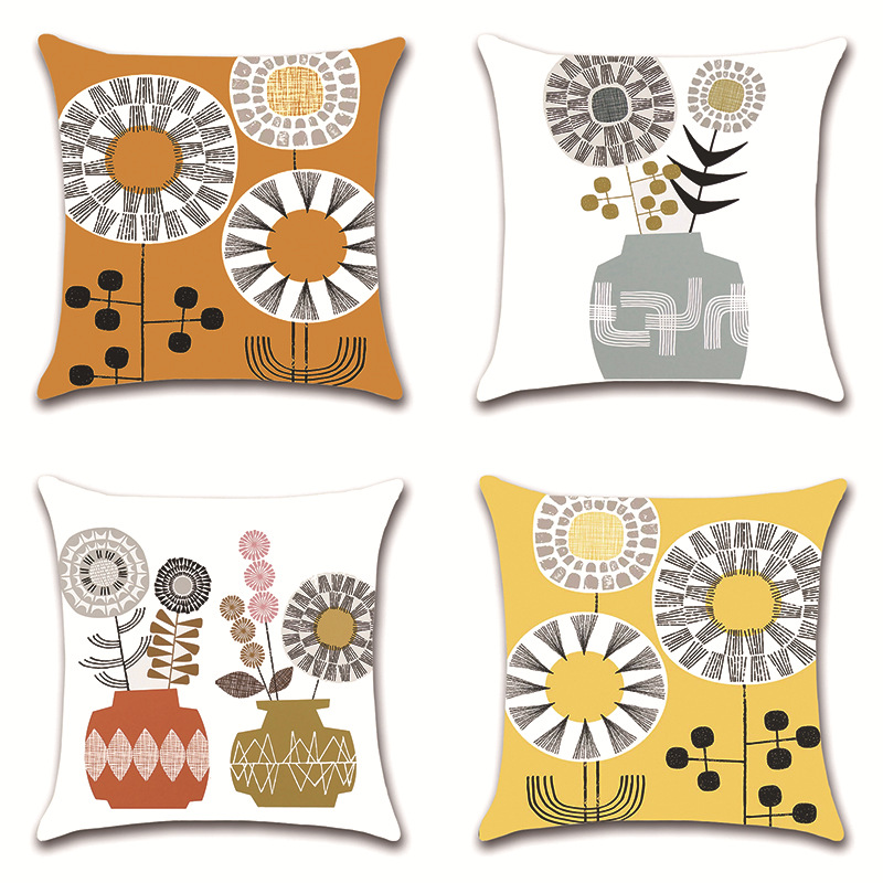 Amazon New Geometric Abstract Circle Vase Color Modern Simple Home Living Room Sofa Linen Pillow Case