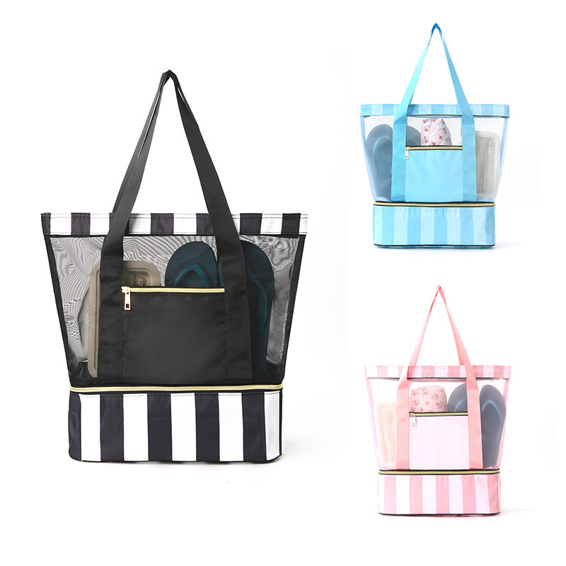 Double-Layer Beach Bag with Large Capacity, Portable Swimwear and Gym Bag, Slipper and Underwear Storage Double-Layer Beach Bag with Large Capacity, Portable Swimwear and Gym Bag, Slipper and Underwear Storage