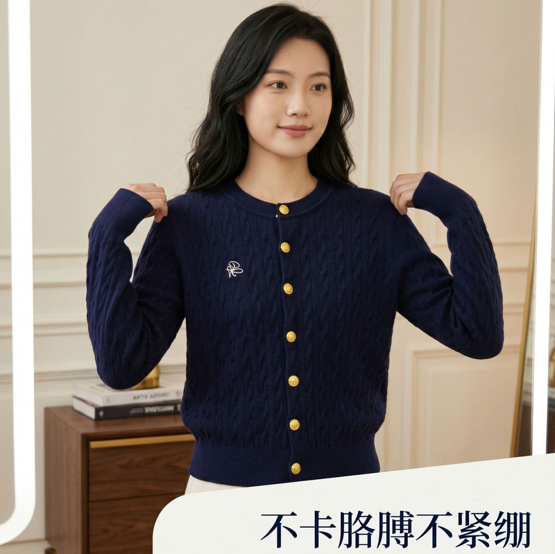 New Embroidered Design Classic Sweater Cardigan for Women, Thick Versatile Knitwear for Autumn and Winter, Suitable for Both Inner and Outer Wear New Embroidered Design Classic Sweater Cardigan for Women, Thick Versatile Knitwear for Autumn and Winter, Suitable for Both Inner and Outer Wear