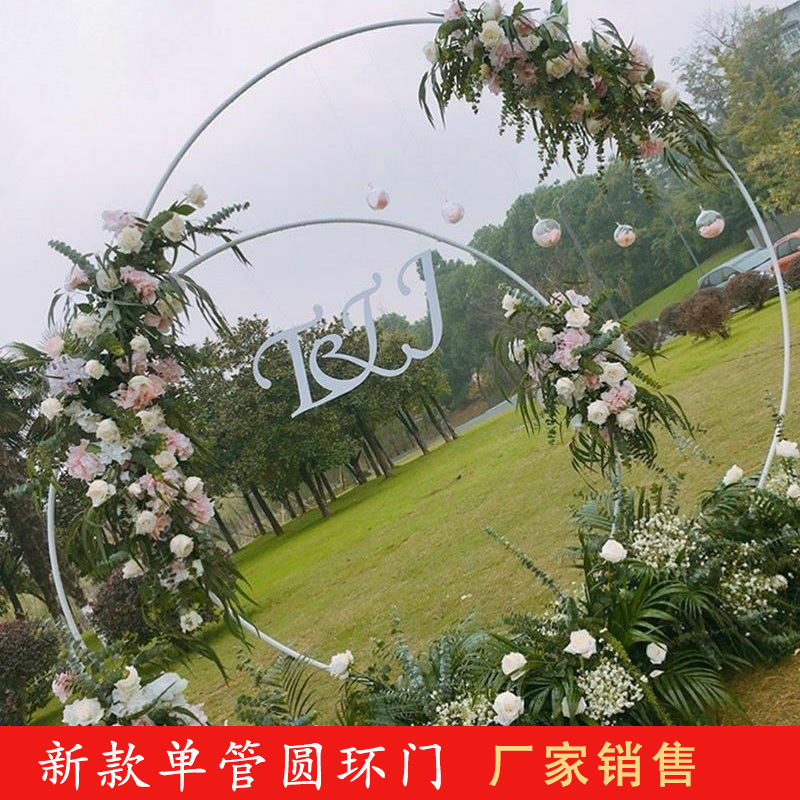 Nuevos apoyos de la boda anillo hierro arco sola varilla flor redonda puerta césped al aire libre boda Comercio Exterior Amazon