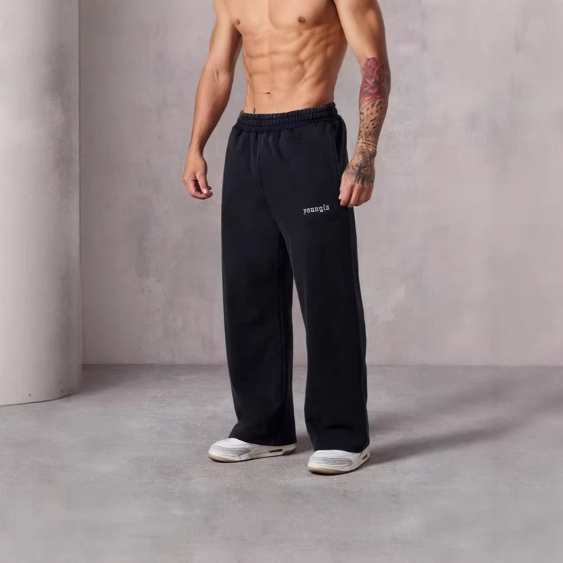 Youngla New American-Style Men's Embroidered Straight-Leg Sports Pants Fitness Jogging Casual Versatile Long Pants