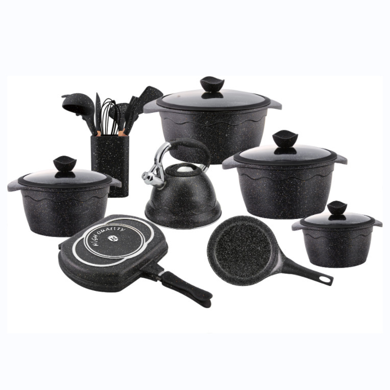 Juego de fundición a presión de Amazon transfronterizo 20pcs de acero inoxidable silbido hervidor de agua utensilios de cocina de silicona