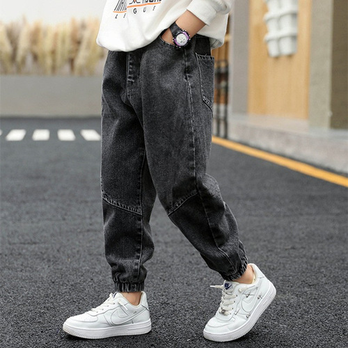 Children's casual cool cartoon denim jeans spring and autumn style factory bulk sales for big kids loose boy jeans