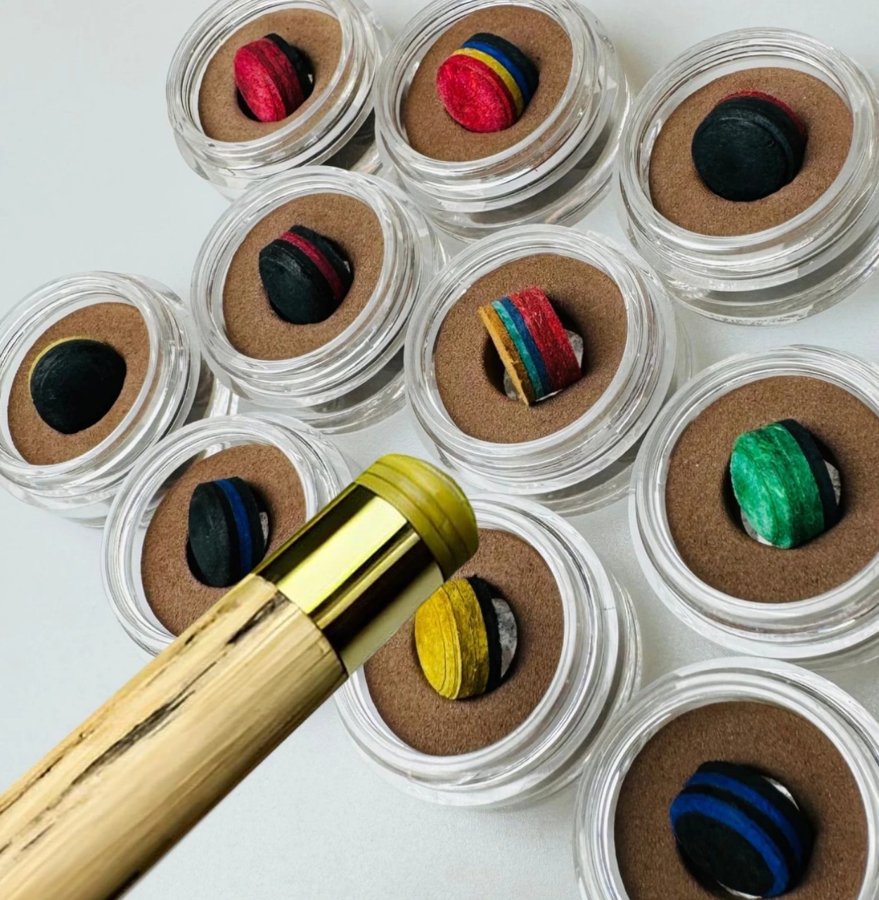 零度彩虹台球杆皮头11毫米中式杆斯诺克小头手工杆头枪头手工皮头