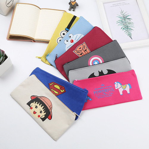Creative cartoon canvas pencil bag high quality Oxford cloth coin purse stationery bag student stationery pencil bag manufacturer wholesale