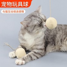 现货猫玩具猫球毽子球猫咪磨牙磨爪白色尾巴毛线球逗猫玩具