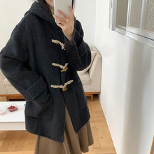 新款开衫羊毛外套女秋冬新款慵懒风宽松软糯翻领连帽休闲时尚大衣