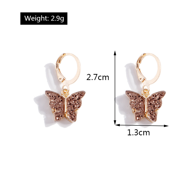 Fashion Butterfly Element Drip Oil Sequin Alloy Earrings display picture 1