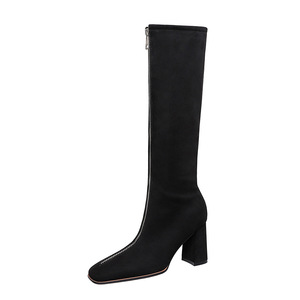 2662-2 the European and American fashion wind thick with high with suede square zipper before winter boots, high boots b