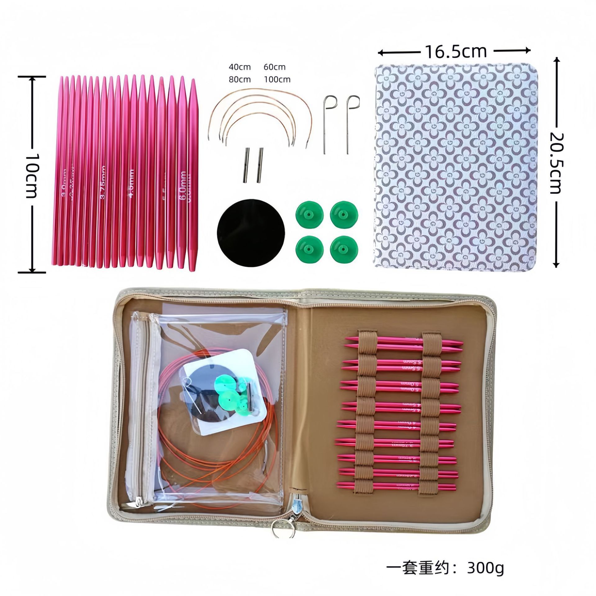 El conjunto de aguja de anillo desmontable cambia la cuerda colorida varilla de tejido aguja alargada pu herramienta de tejido carbonizada aguja de bambú anillo
