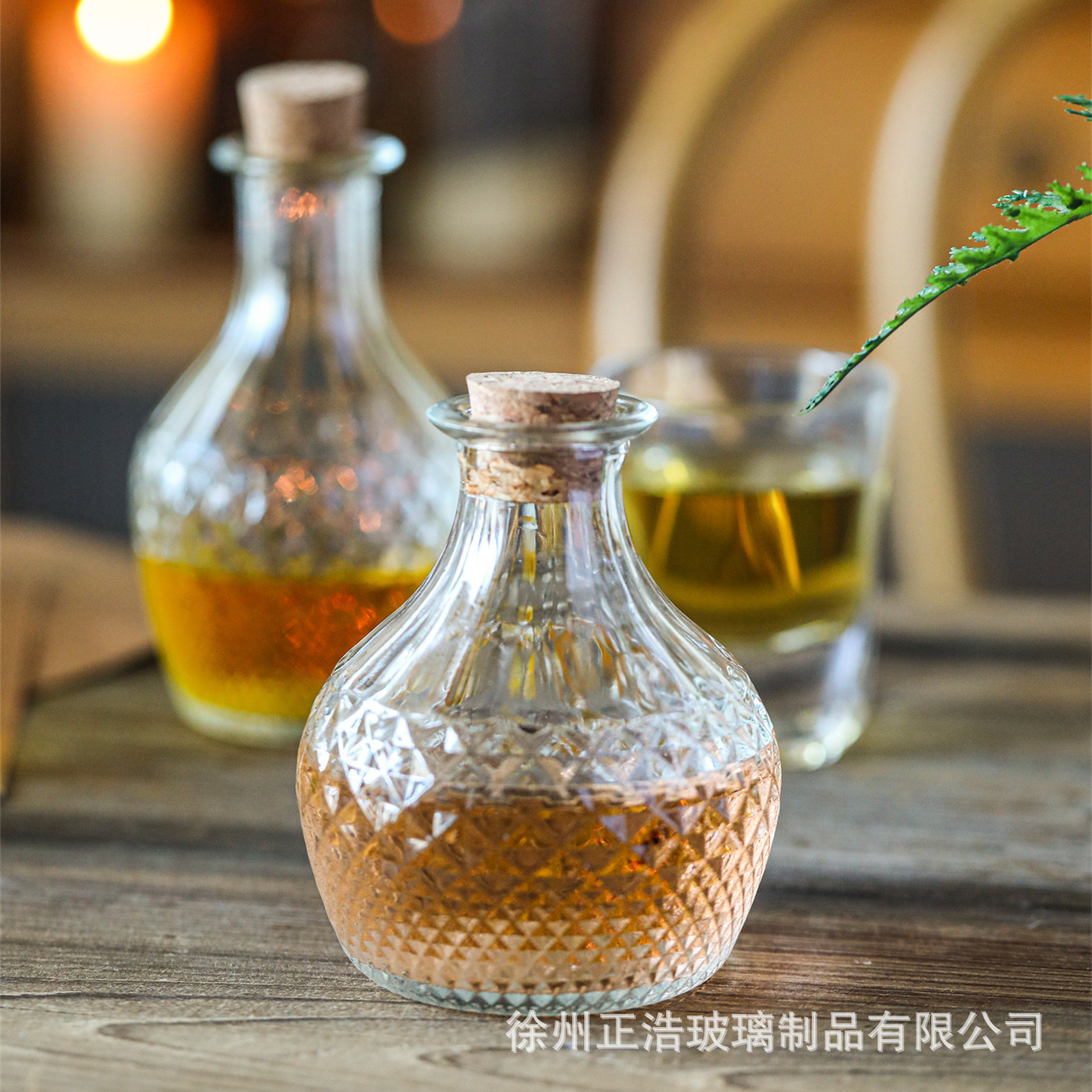 Botella de Vidrio para Bebidas con Tapón de Madera, Transparente, para Vino de Frutas y Cocina image 5