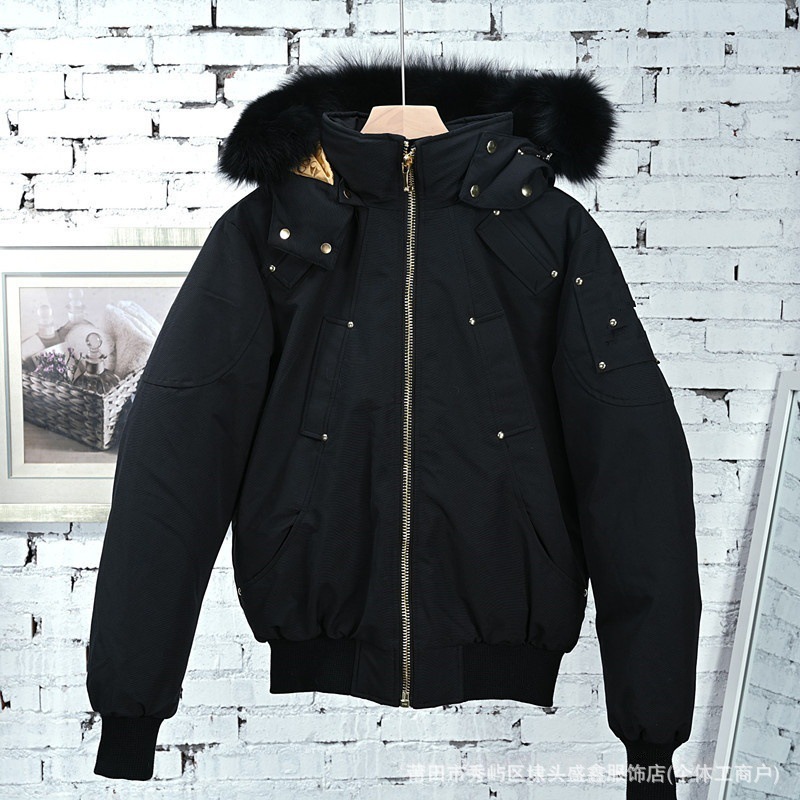 Moose Knuckles 3Q Bomber Jacket Down Fox Fur Black