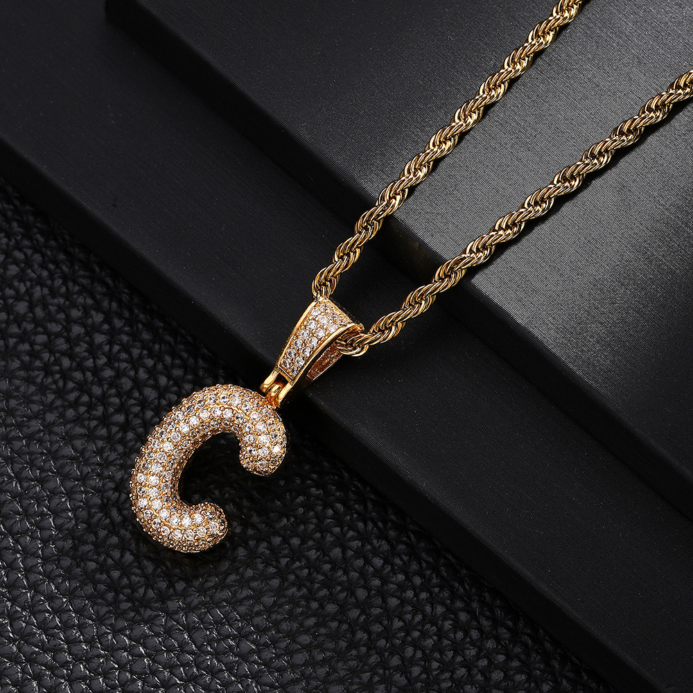 Nuevo cross-border 26 letras inglesas colgantes collares de bronce y piedra collares de moda simplista para hombres y mujeres
